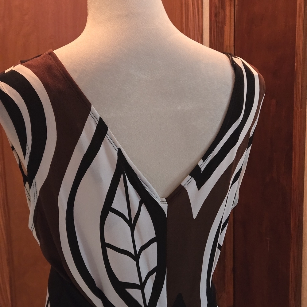 Y2K Bisou Bisou Sleeveless Maxi Dress Women 14W Black Brown White Down-Town Girl - Picture 4 of 15